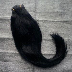 WENNALIFE 16" Seamless Clip In Hair Extensions #B1 Off Black 7Pc 130g Skin Weft